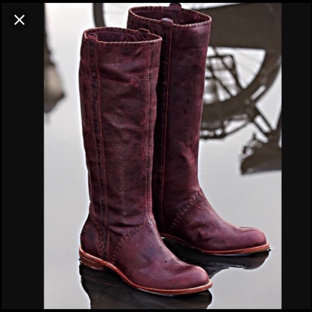 ❌❌SOLD ❌❌ Anthro Lucky penny wine leather boot